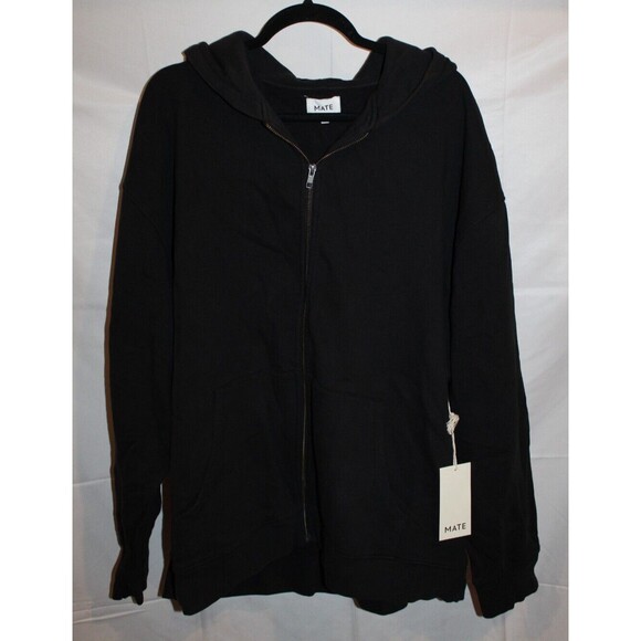 MATE the Label 100% Organic Oversized Cotton Full Zip Hoodie XL BLACK $148‎ - Picture 4 of 7